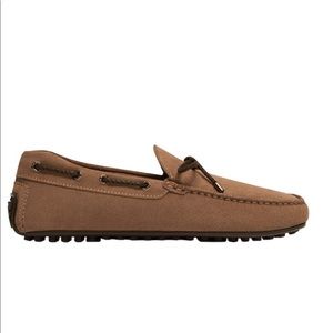 Sand-coloured split suede kiowa loafers